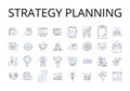 Strategy planning line icons collection. Goal setting, Action plan, Idea generating, Project mapping, Task scheduling