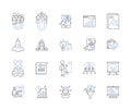 Strategy planning outline icons collection. Planning, Strategy, Developing, Branding, Forecasting, Organizing, Executing