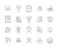 Strategy planning outline icons collection. Planning, Strategy, Developing, Branding, Forecasting, Organizing, Executing