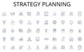 Strategy planning line icons collection. Educators, Professors, Instructors, Academics, Lecturers, Tutors, Mentors