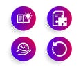 Strategy, Product knowledge and Safe time icons set. Recovery data sign. Puzzle, Education process, Management. Vector