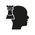 Strategy Think and Decision Silhouette Icon. Strategic Thinking Glyph Pictogram. Tactical Thinking, Training Mental