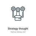 Strategy thought outline vector icon. Thin line black strategy thought icon, flat vector simple element illustration from editable