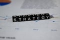 Strategy on wooden blocks. Business Planning Process Solution Concept Royalty Free Stock Photo