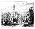 Stratford on Avon Church, vintage illustration