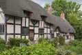 Anne Hathaway`s William Shakespeare`s wife famous thatched cottage and garden at Shottery, just outside Stratford upon Avon, En Royalty Free Stock Photo