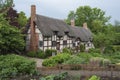 Anne Hathaway`s William Shakespeare`s wife famous thatched cottage and garden at Shottery, just outside Stratford upon Avon, En Royalty Free Stock Photo