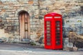 Stratford upon Avon, UK. Red british telephone booth Royalty Free Stock Photo