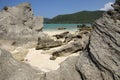 Stratified calcarenite at Lagoon Beach Lord Howe Island Royalty Free Stock Photo