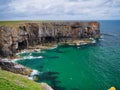 Stratified rock in cliffs on the Pembrokeshire coast Royalty Free Stock Photo