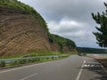 Stratified rocks over the course of years in Izu Oshima, Tokyo, Japan