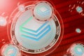 Stratis crash, bubble. Stratis STRAT cryptocurrency coins in a bubbles on the binary code background Royalty Free Stock Photo
