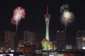 A Stratosphere Fireworks View from McCarran International Airport Royalty Free Stock Photo