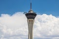 Las Vegas - Circa July 2017: Stratosphere Las Vegas, the tallest freestanding observation tower in the US in front of clouds III Royalty Free Stock Photo