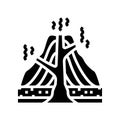 stratovolcano lava glyph icon vector illustration