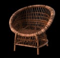 straw armchair on a black background. Royalty Free Stock Photo