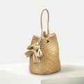 Straw bag box design isolate is on a white background Royalty Free Stock Photo