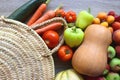 Straw Bag and Healthy Food Royalty Free Stock Photo