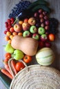 Straw Bag and Healthy Food Royalty Free Stock Photo