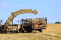 Straw bale and agricultural engineering Royalty Free Stock Photo