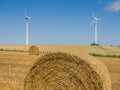 Straw bale with wind turbines