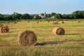 Straw bales amongst fields Royalty Free Stock Photo