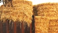 Straw bales close up.