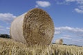 Straw bales on field Royalty Free Stock Photo