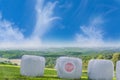 Straw bales with Stop icon Royalty Free Stock Photo