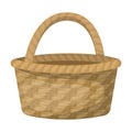 Straw basket for carrying fruits and vegetables in the village.Farm and gardening single icon in cartoon style vector Royalty Free Stock Photo