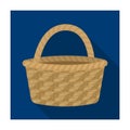 Straw basket for carrying fruits and vegetables in the village.Farm and gardening single icon in flat style vector