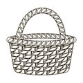 Straw basket for carrying fruits and vegetables in the village. Farm and gardening single icon in outline style vector