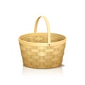 Straw basket with a handle and reflection