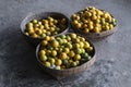 Basket with abundant lemons Royalty Free Stock Photo