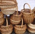 Straw baskets on a market
