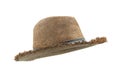 Straw beach sun hat fashion summer for men isolated on white background with clipping path. Vintage-style classic brown color. Royalty Free Stock Photo