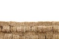 Straw, straw block cube wall, row pile straw dry, hay isolated white background, straw for decoration event country cowboy style