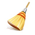 Straw broom on white background Royalty Free Stock Photo