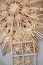 Straw christmas ornaments background group objects
