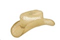 straw cowboy hat left side on white Royalty Free Stock Photo