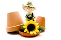 Straw doll and sunflower Royalty Free Stock Photo