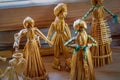 Straw doll. Vintage children`s toys handmade from dried straw Royalty Free Stock Photo