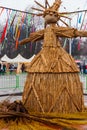 Straw effigy Maslenitsa on traditional holiday dedicated to the approach of spring - Slavic celebration Shrovetide