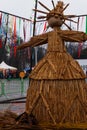 Straw effigy Maslenitsa on traditional holiday dedicated to the approach of spring - Slavic celebration Shrovetide