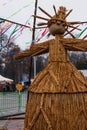 Straw effigy Maslenitsa on traditional holiday dedicated to the approach of spring - Slavic celebration Shrovetide