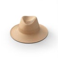 Straw fedora hat isolated. Summer hat with ribbon.