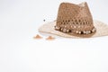 Straw hat big and small, metaphor to big and small business Royalty Free Stock Photo