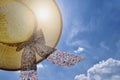 Straw hat, blue sky, sunlight - summer holiday concept, freedom, happiness, traveling