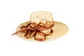 Straw hat with brown bowknot