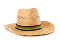 Straw hat with colorful ribbon Royalty Free Stock Photo